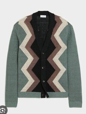 TODD SNYDER | L 100% Linen Knit Cardigan | sage green black cream brown